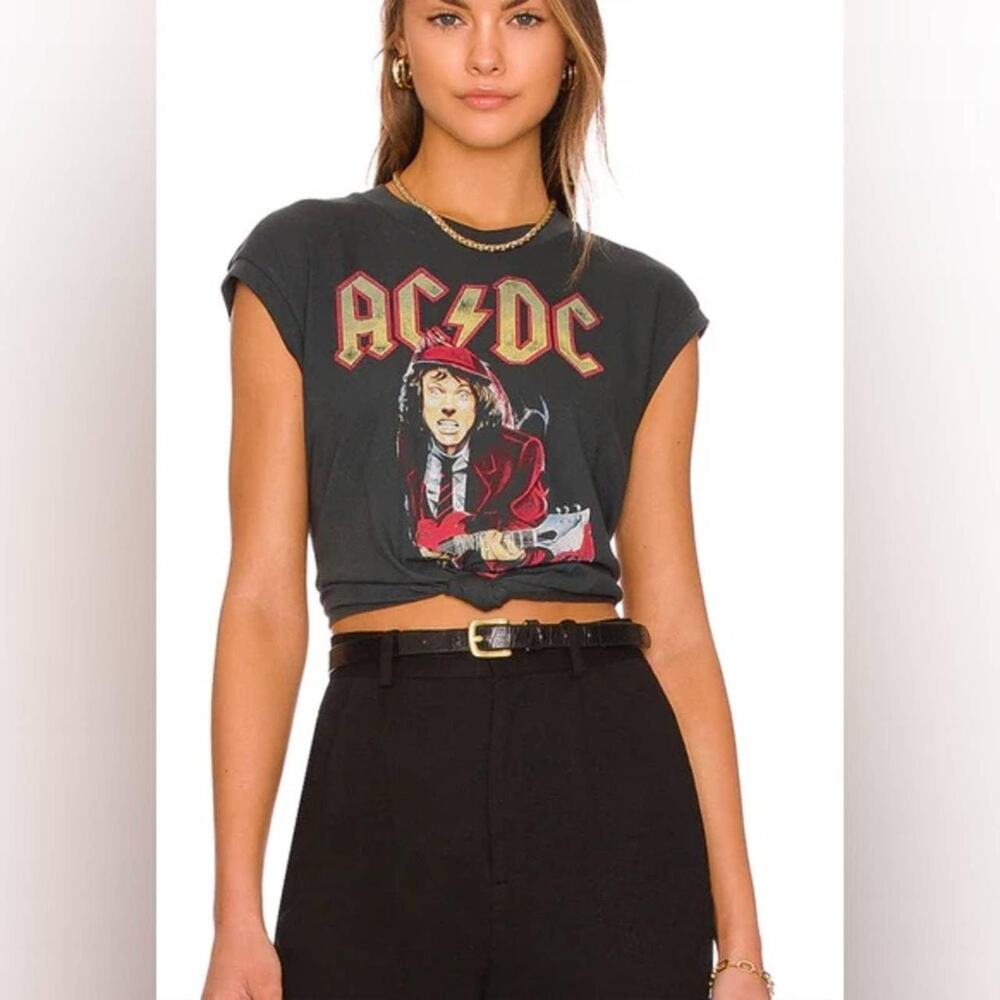 Daydreamer LA Women's medium AC/DC Black and Red cropped T-shirt